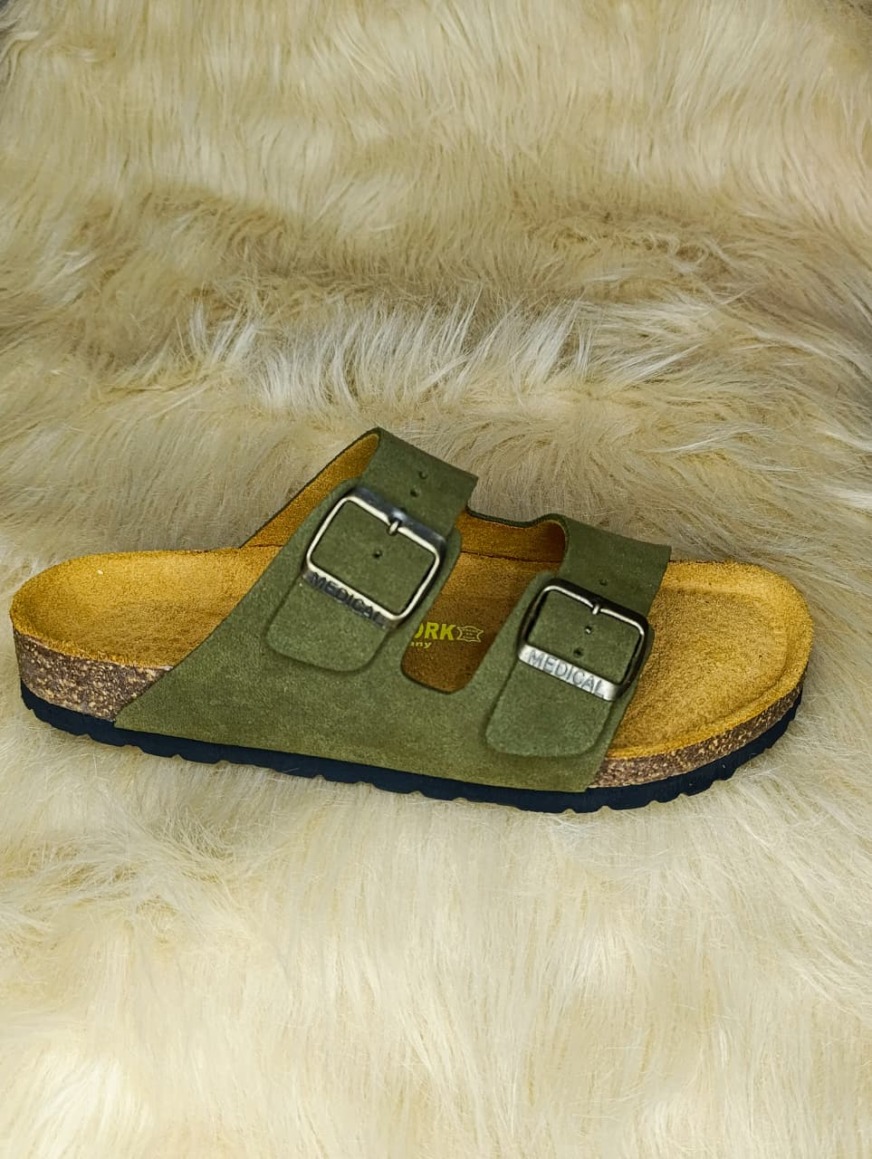 green daim Birken sandal