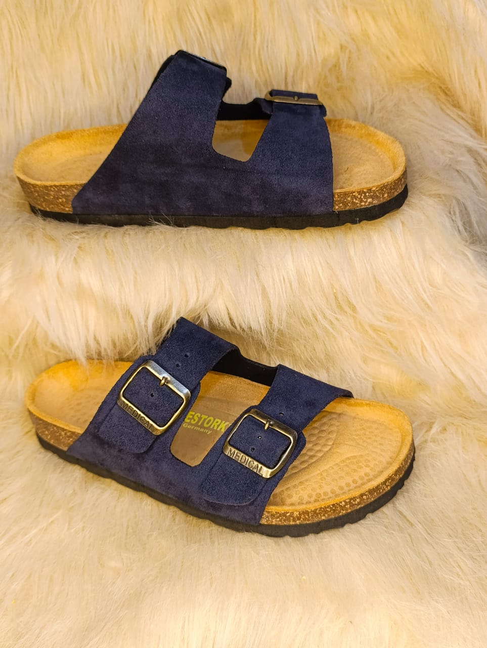 Blue Daim Birken Sandal